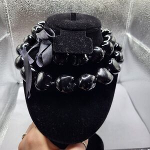 Hawaiian Natural Genuine Kukui Nut Necklace,  Nature Black color Long